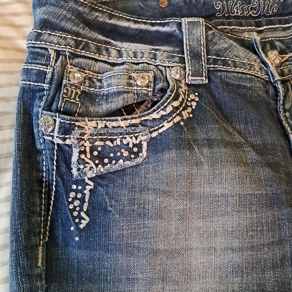 Miss Me Easy Boot Rhinestone Jeans 30x31 Cowgirl Rodeo - Picture 5 of 13